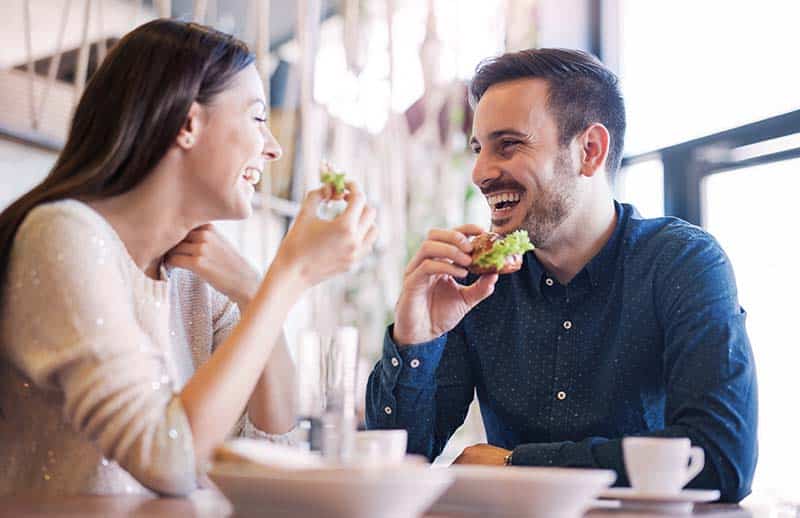 Couple Eating in Restaurant